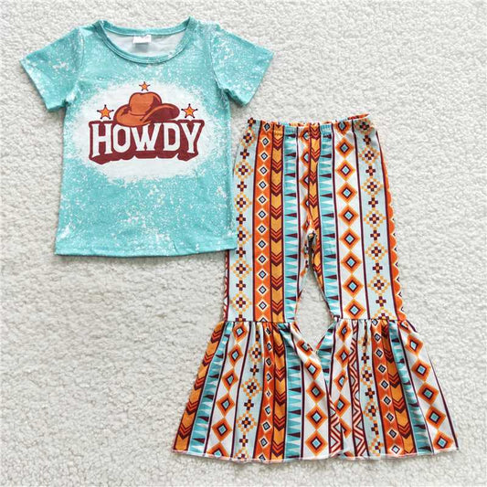GSPO0735 Cowboy hat howdy short sleeve aztec pattern striped trousers suit