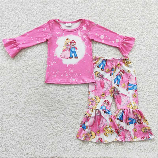 GLP0583Pink bleached princess game girls clothing set