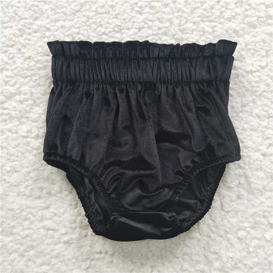 SS0102  Baby Girls Black Velvet Bummies Bottoms