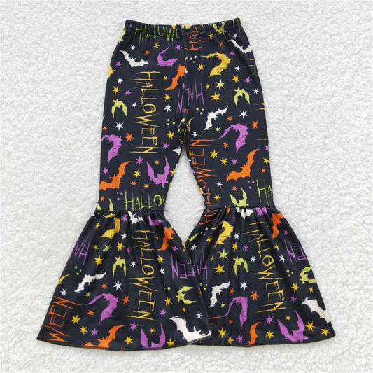 P0174  Baby Girls Halloween Bats Bell Bottom Pants