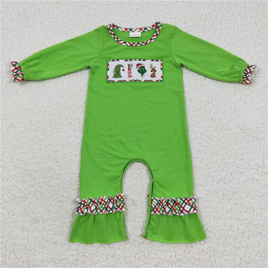 12.3 RTS NO MOQ （In stock）LR0324 Baby Girls Christmas Frogs Rompers