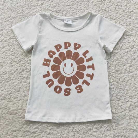 GT0222  Happy little soul smile flower baby girls shirt