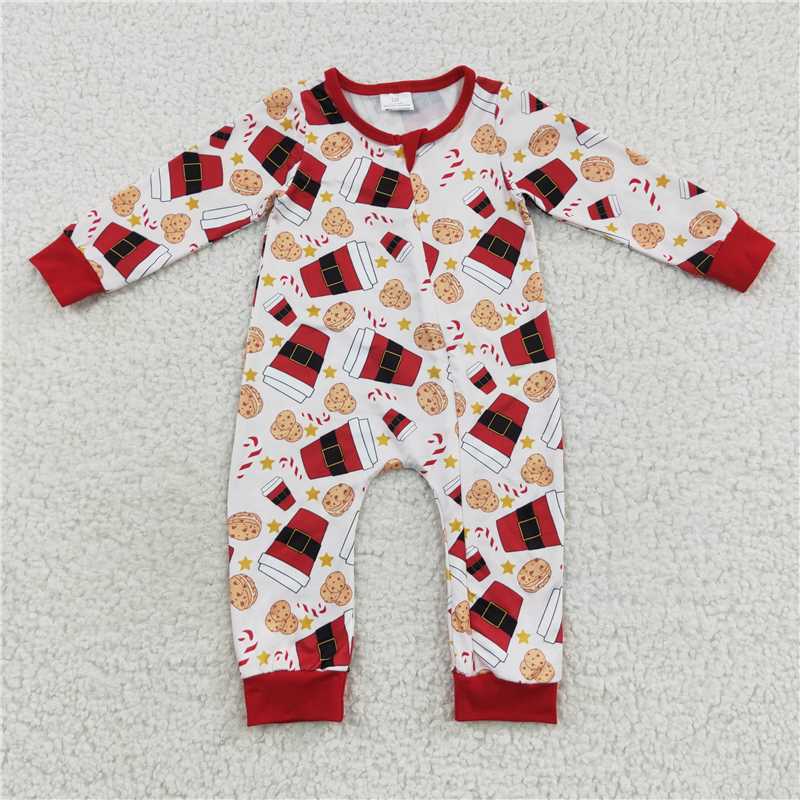 RTS LR0491 Cookie Santa Cup Zipper Long Sleeve Bodysuit