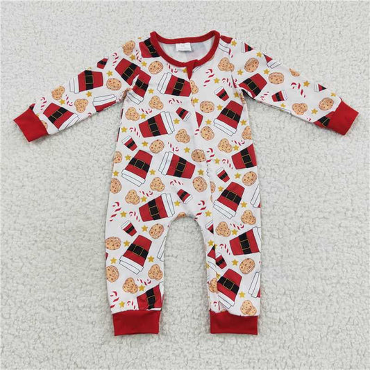 RTS LR0491 Cookie Santa Cup Zipper Long Sleeve Bodysuit