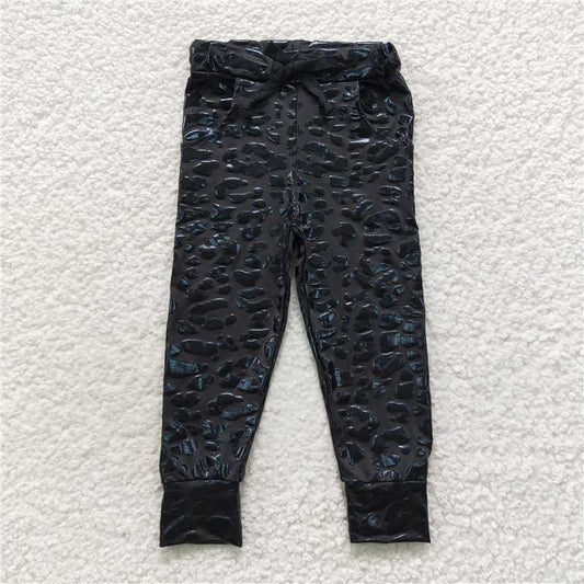 P0219  Baby Girls Black Leopard Bottom Pants