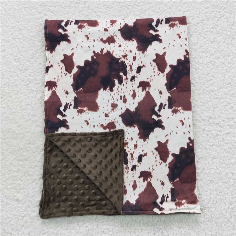 USA Shop (in stock) BL0058  Baby Kids Cowhide Print Minky Blankets