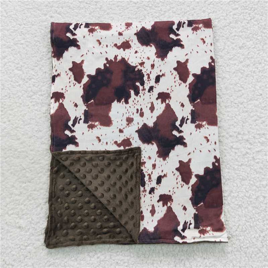 USA Shop (in stock) BL0058  Baby Kids Cowhide Print Minky Blankets