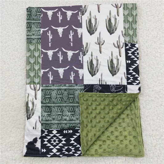 USA Shop (in stock)BL0064 Baby Kids Cactus Cow Minky Blankets