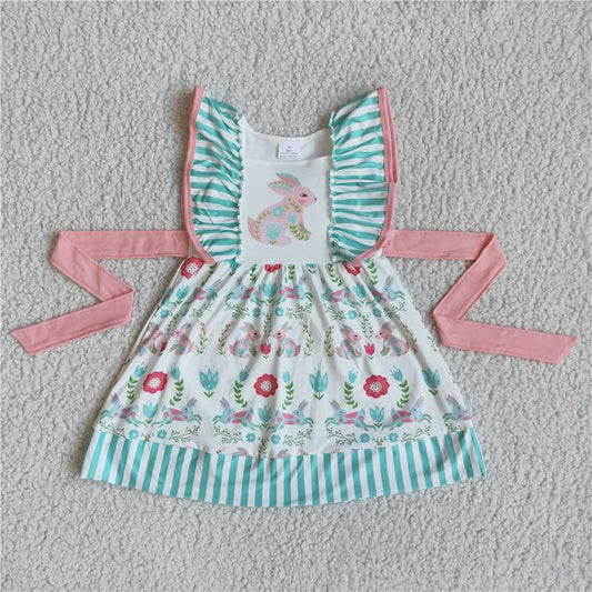 D7-2  Easter green pink rabbit dresses