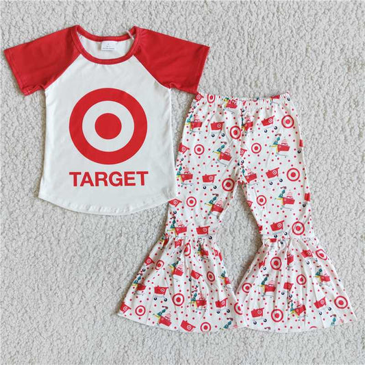 B5-21 target circle short-sleeved flared pants suit