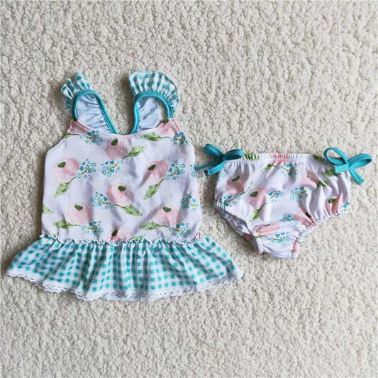 C11-1  Floral plaid Swimsuits