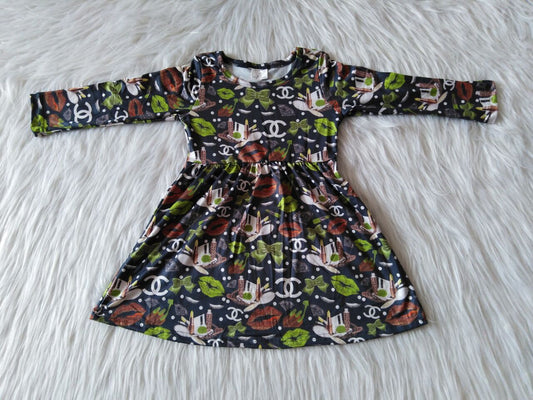 9.22 RTS NO MOQ（In stock）G1-3-1... Baby Girls Winter Dress Lipstick bow long-sleeved dress