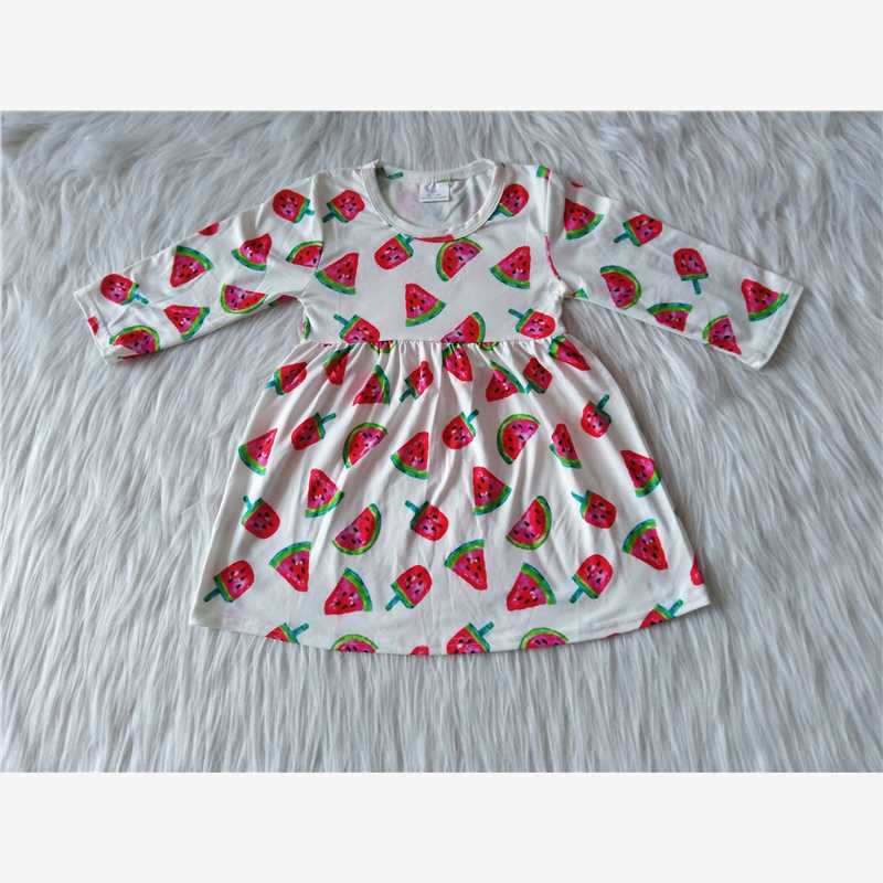 9.18 RTS NO MOQ（In stock）G1-3`, Baby Girls Winter Dress Watermelon white long-sleeved dress