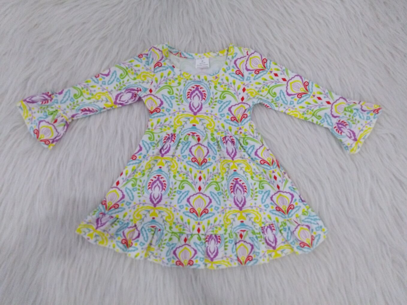 9.18 RTS NO MOQ（In stock）G1-3-3- Baby Girls Winter Dress Floral long-sleeved dress