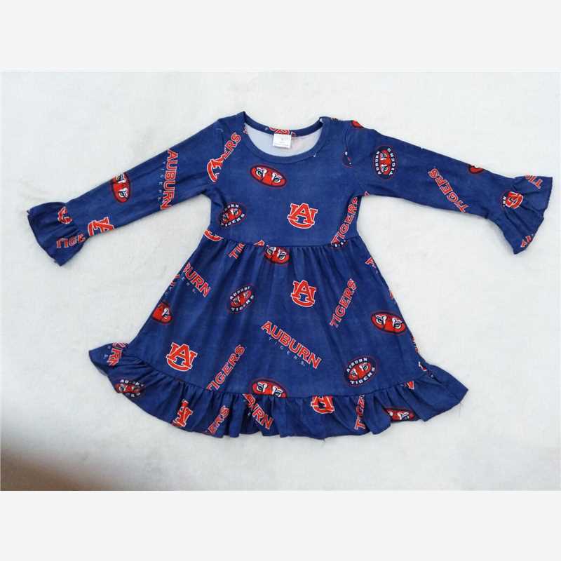 9.26 RTS NO MOQ（In stock）G2-16-3] Baby Girls Winter Dress Monster Eyes Dark Blue Long Sleeve Dress