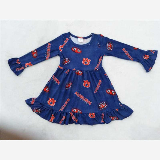 9.26 RTS NO MOQ（In stock）G2-16-3] Baby Girls Winter Dress Monster Eyes Dark Blue Long Sleeve Dress
