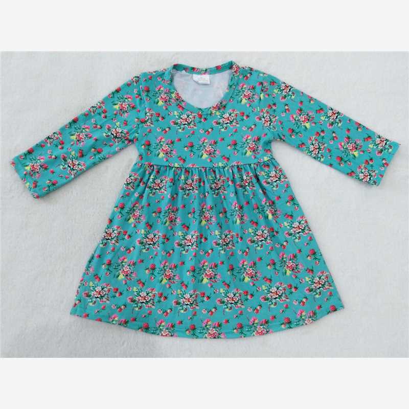 9.17 RTS NO MOQ（In stock）G2-20-7*/ Baby Girls Winter Dress Baby Girls red flowers light blue Dresses