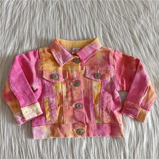 6 A19-16 Tie dye denim jacket cardigan