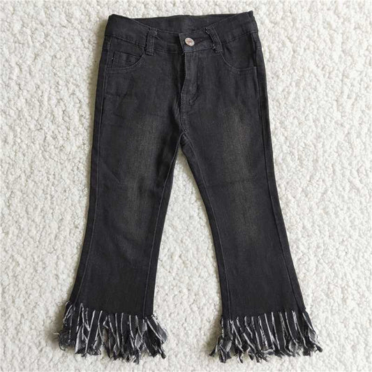 D4-30  Baby Girls Black Tassel Denim Jeans(can choose belts here)