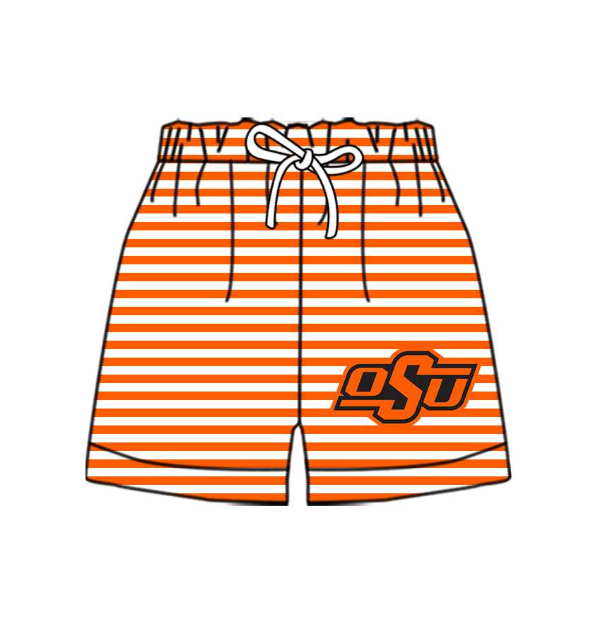 CUSTOM MOQ 5 Cute Comfortable Clothing For Kids Baby Kids Summer Orange Stripe Bottom Team Shorts
