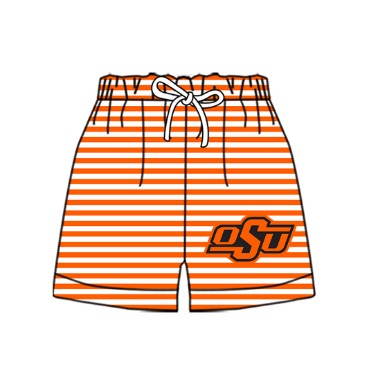 CUSTOM MOQ 5 Cute Comfortable Clothing For Kids Baby Kids Summer Orange Stripe Bottom Team Shorts