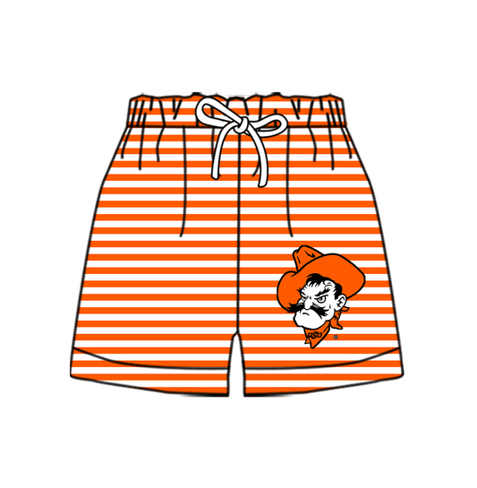 CUSTOM MOQ 5 Cute Comfortable Clothing For Kids Baby Kids Summer Dark Orange Stripe Bottom Team Shorts