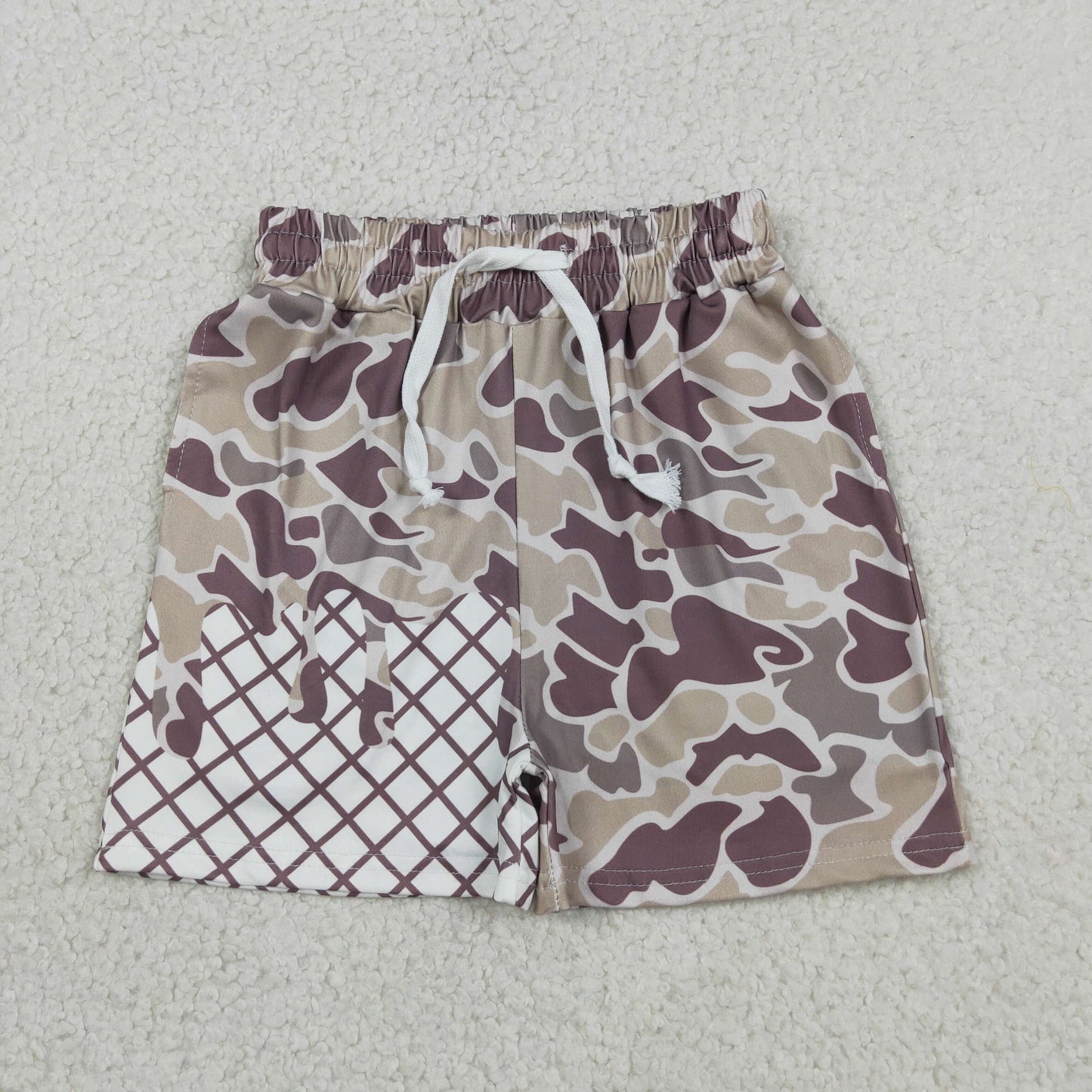 SS0648 RTS NO MOQ （In stock）Baby Boys Dark Grey Camo Drip Team Shorts Bottom