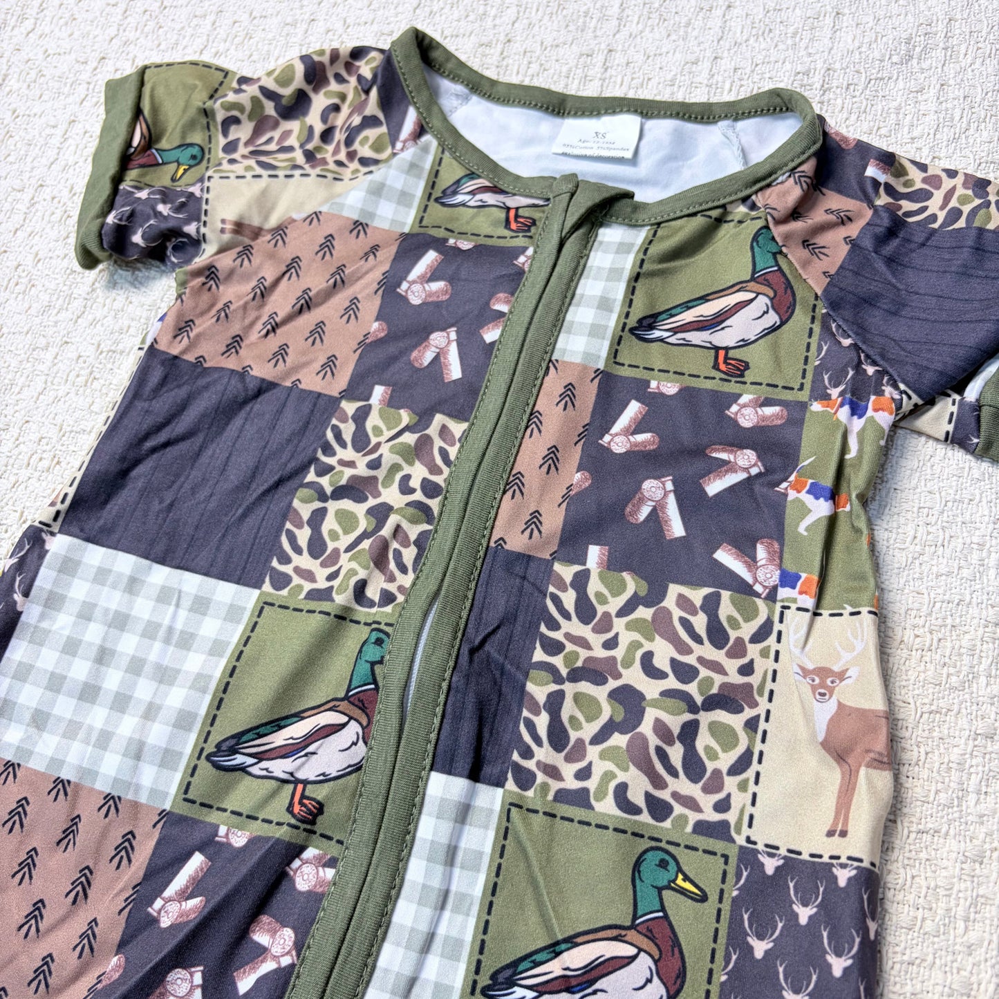 0514 RTS Sibling Short sleeves duck baby boy summer zipper romper