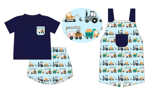 Navy Pocket Top Construction Shorts Set Boys Clothes Comfortable Casual Outfit for Kids