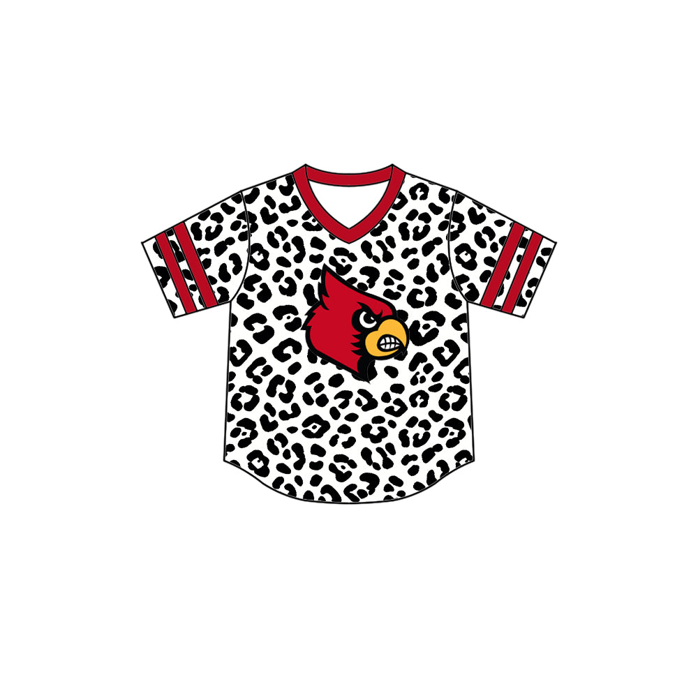 CUSTOM MOQ 5 mix size summer teams Baby Boys Leopard Print Short Sleeve Summer Top