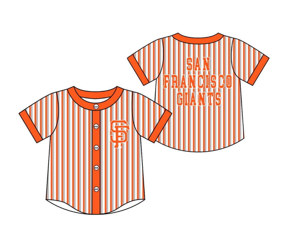 CUSTOM MOQ 5 Cute Kids Clothing Baby Kids Orange Gray Stripe Short Sleeve Team T-shirts Top