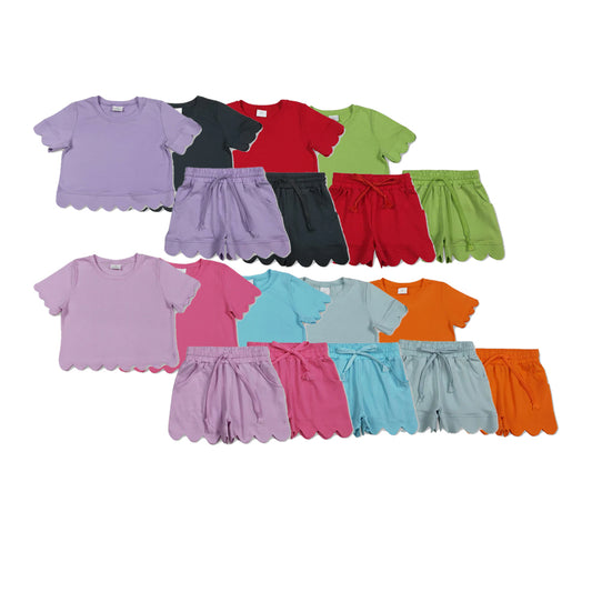 RTS Sibling Short sleeves scallop top shorts girls summer outfit