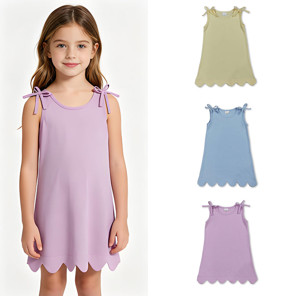 RTS Sibling Sleeveless cotton scallop girls summer dress