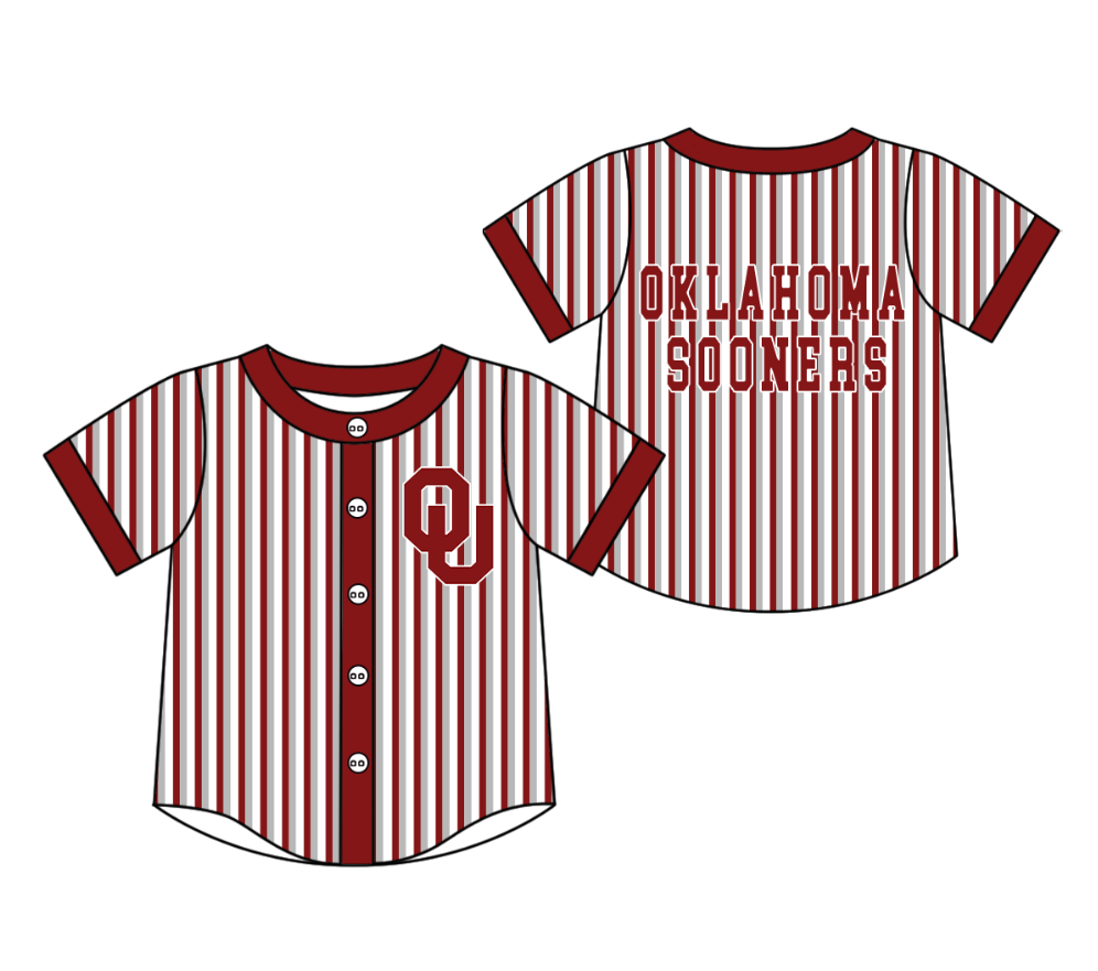 CUSTOM MOQ 5 Cute Kids Clothing Baby Kids Red Gray Stripe Short Sleeve Team T-shirts Top
