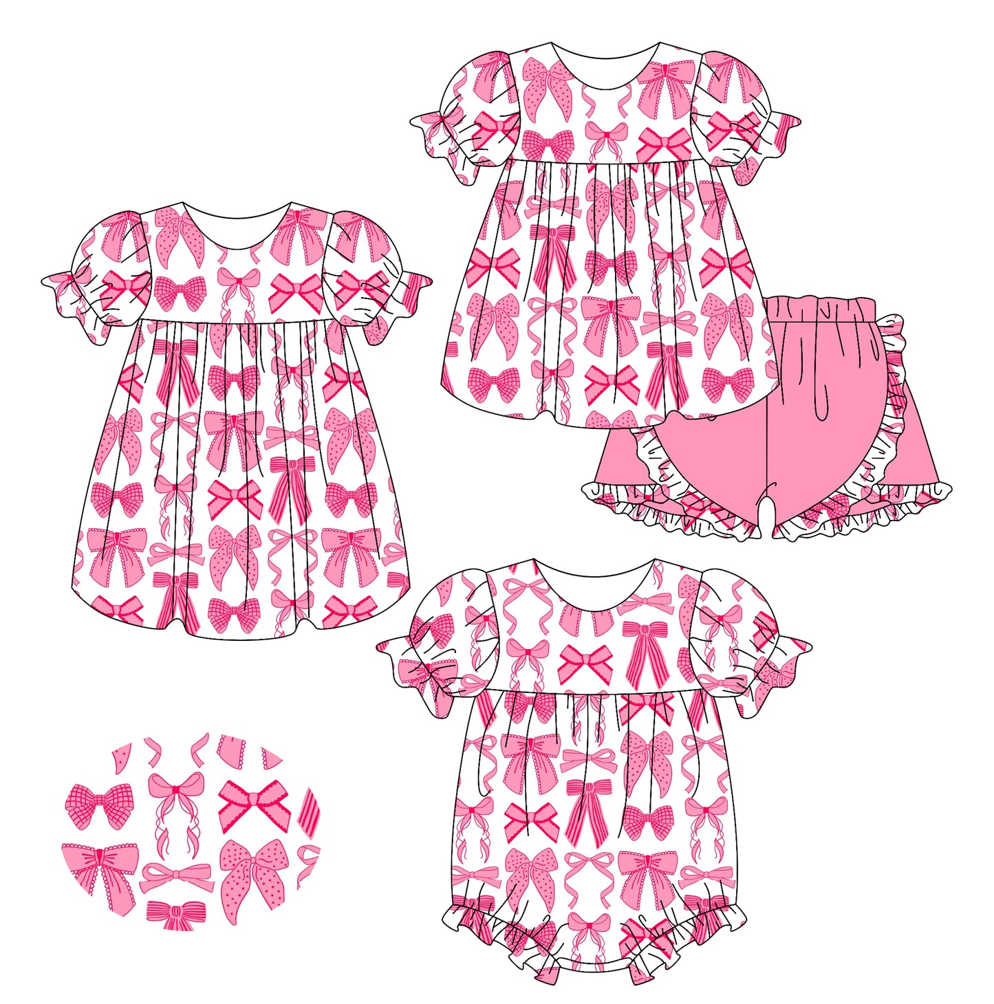 Baby Girls Outfits Short Sleeves Pink Bow Ruffle Shorts Cute And Fashionable Clothing for Little Ones