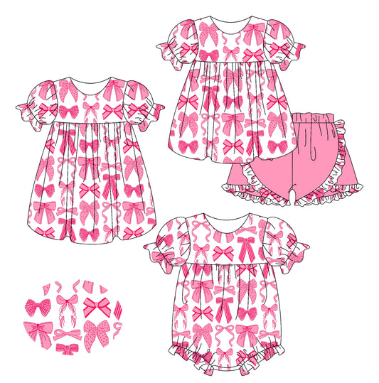 Baby Girls Outfits Short Sleeves Pink Bow Ruffle Shorts Cute And Fashionable Clothing for Little Ones