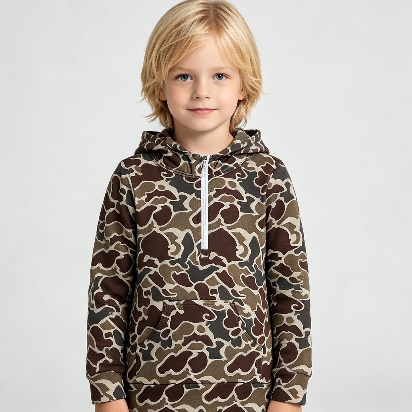 BT1854  RTS NO MOQ （In stock）Baby Boys Southern Camo Zip Pocket Hoodies Top