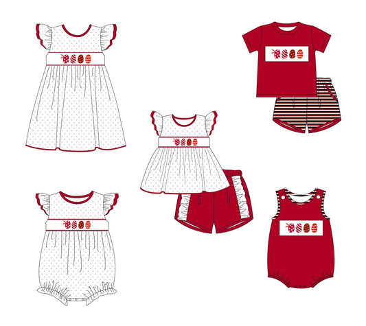 Baby Infant Boys and Girls Easter Red Eggs Sleeveless Rompers-Short suits-dress mixed size preorder