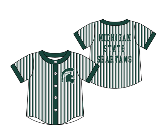3.5 CUSTOM MOQ 5 Cute Kids Clothing Baby Kids Green Gray Stripe Short Sleeve Team T-shirts Top