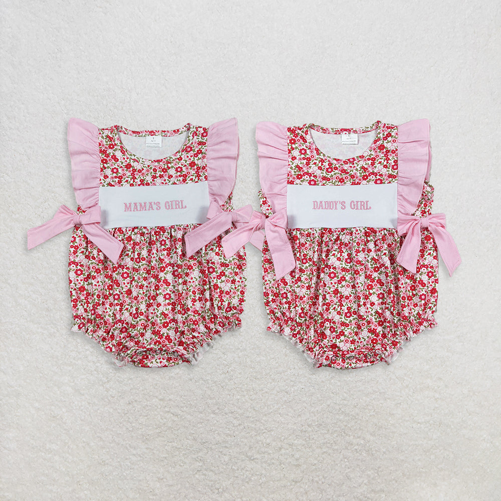 RTS Sibling Flutter sleeves girl embroidery floral baby girl romper