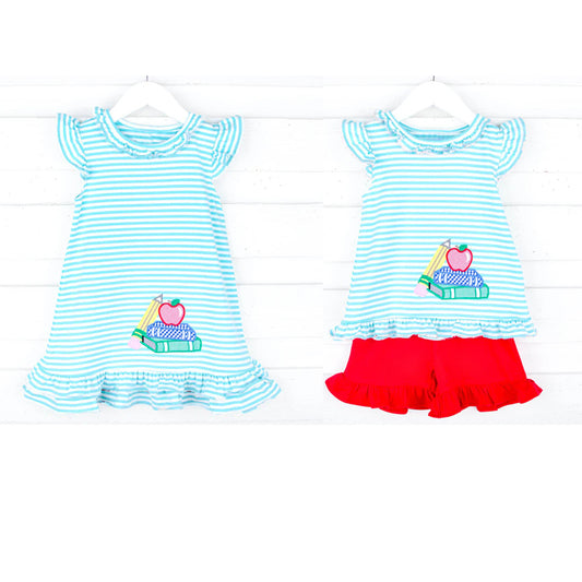 Baby Girls Back To School Books Tunic Ruffle Shorts Sets