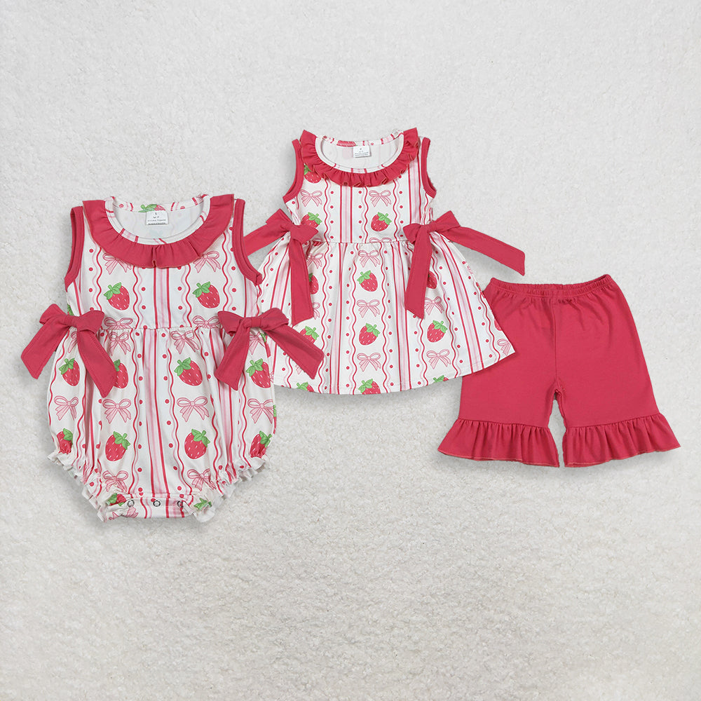 4.13 RTS Sibling Pink best day ever chicken stripe kids girls summer outfits