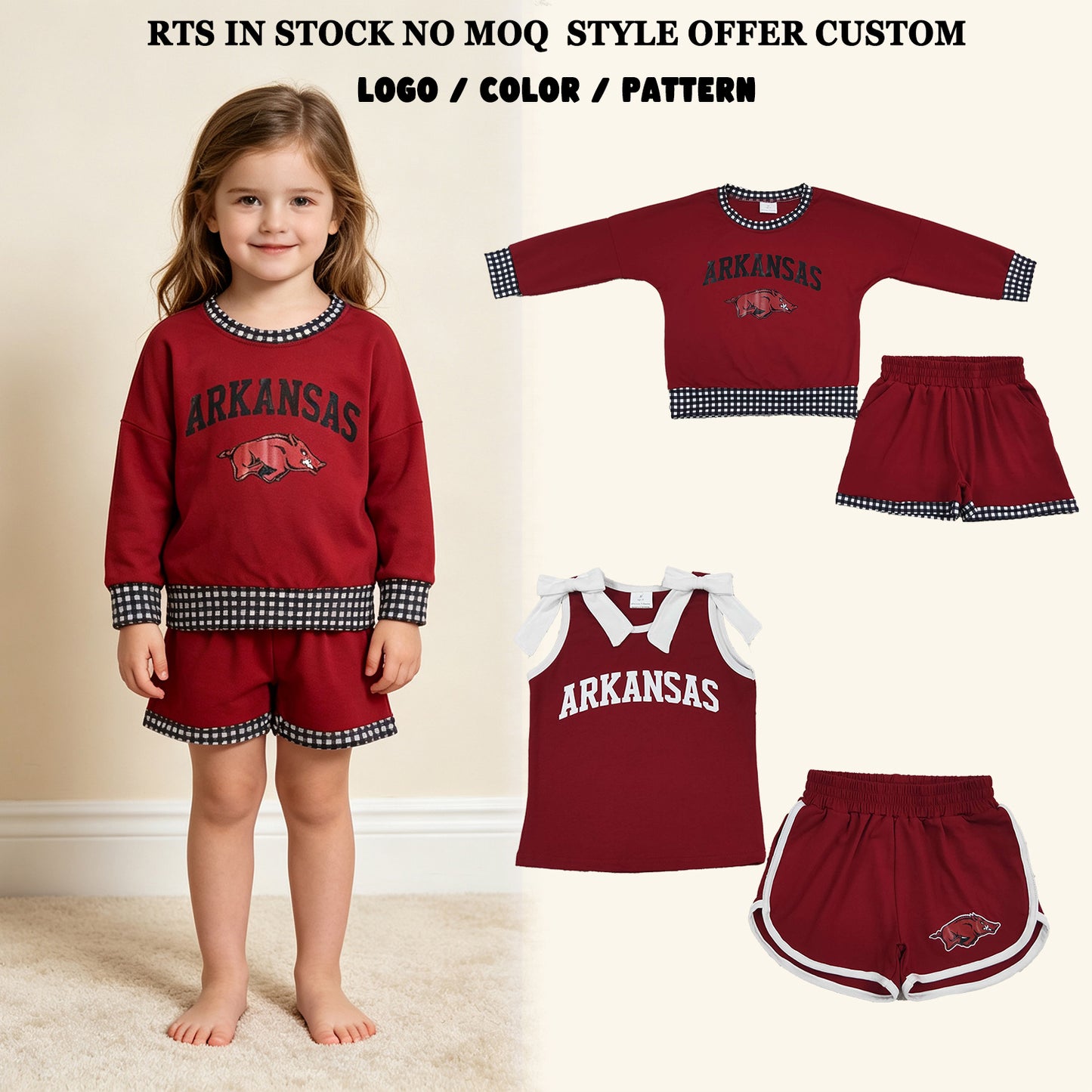 RTS NO MOQ Sibling milk silk Baby Boys Long Sleeve Top Pockets Short Team Clothes Set Girls Bows Top Short Team Clothes Sets