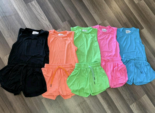 6.24  Pre order Baby Girls Peach Color Sleeveless Top And Skorts Ensemble for Spring Summer Comfortable Cotton Outfit Set