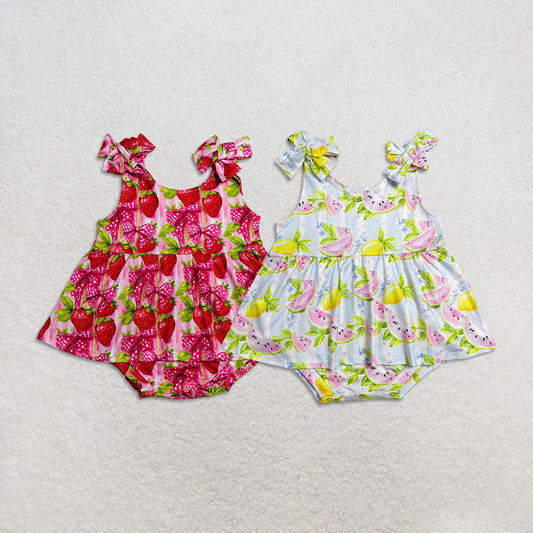 RTS Sibling Baby Girls Strap Bows Tunic Ruffle Rompers