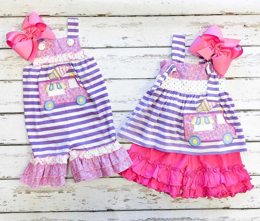 Baby Girls Purple Stripes Popstick Tunic Top Shorts Clothing Sets and Romper Preorder