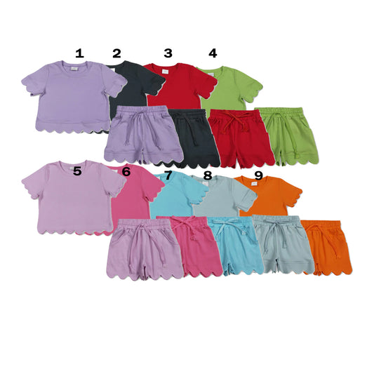 RTS Sibling Short sleeves scallop top shorts girls summer outfit