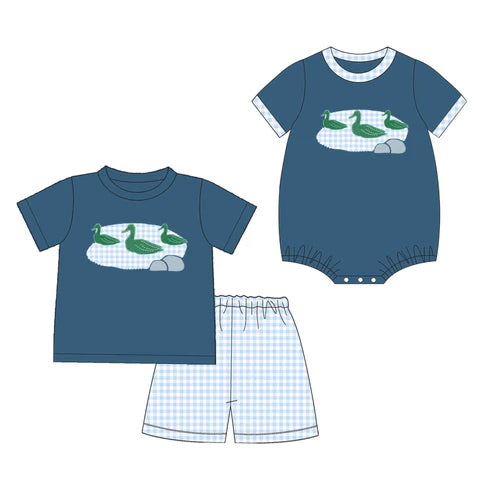 Pre-order Baby Boys Clothing Blue Short Sleeve Onesie and Short Sleeve Shorts Set