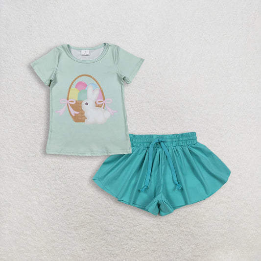 3.5 RTS NO MOQ （In stock）GT1396 + SS0553 Baby Girls Short Sleev Summer Shorts Bottoms