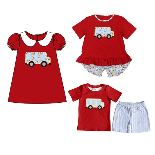 Boys Red Striped Top And Shorts Outfit Set Back to School Uniform Casual Comfortable Clothing for Elementary School Kids
